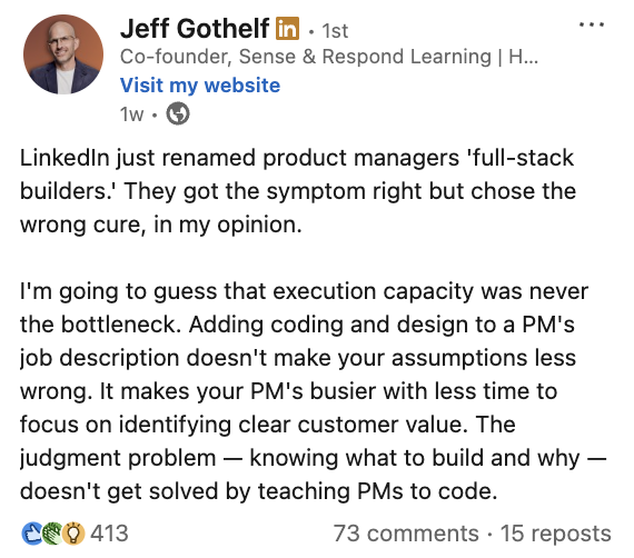 Jeff Gothelf and a lot of others had questions. Fair ones.