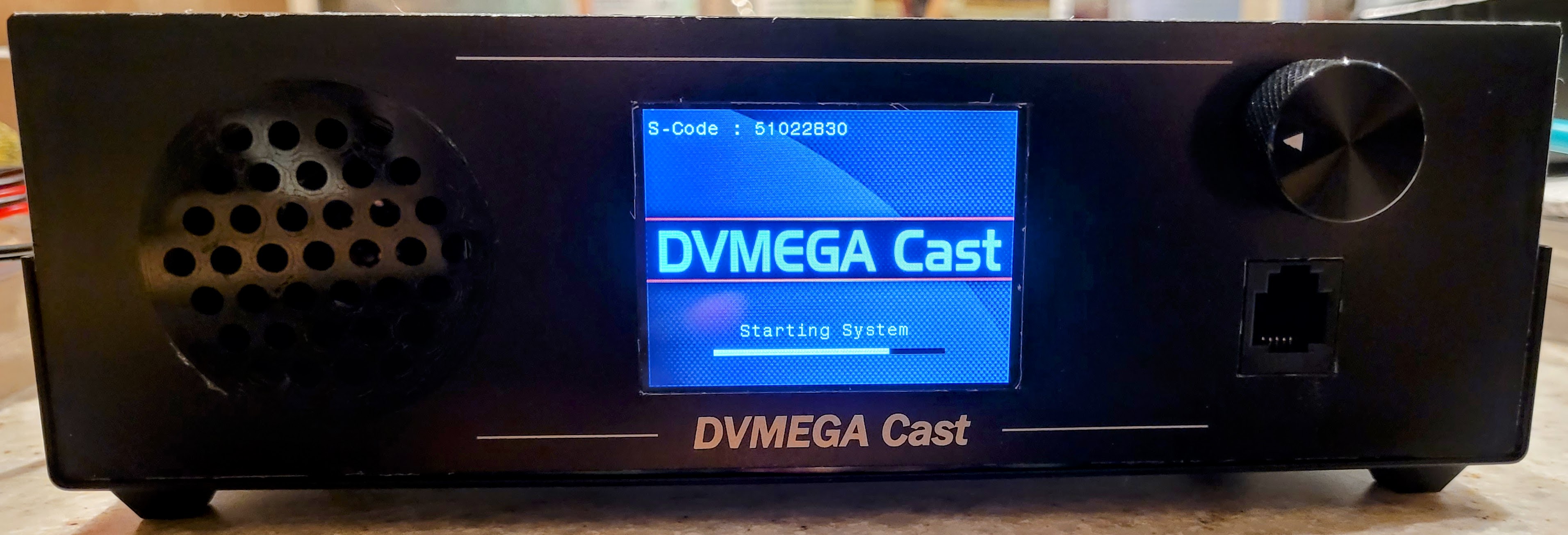 The DVMEGA Cast, booting up