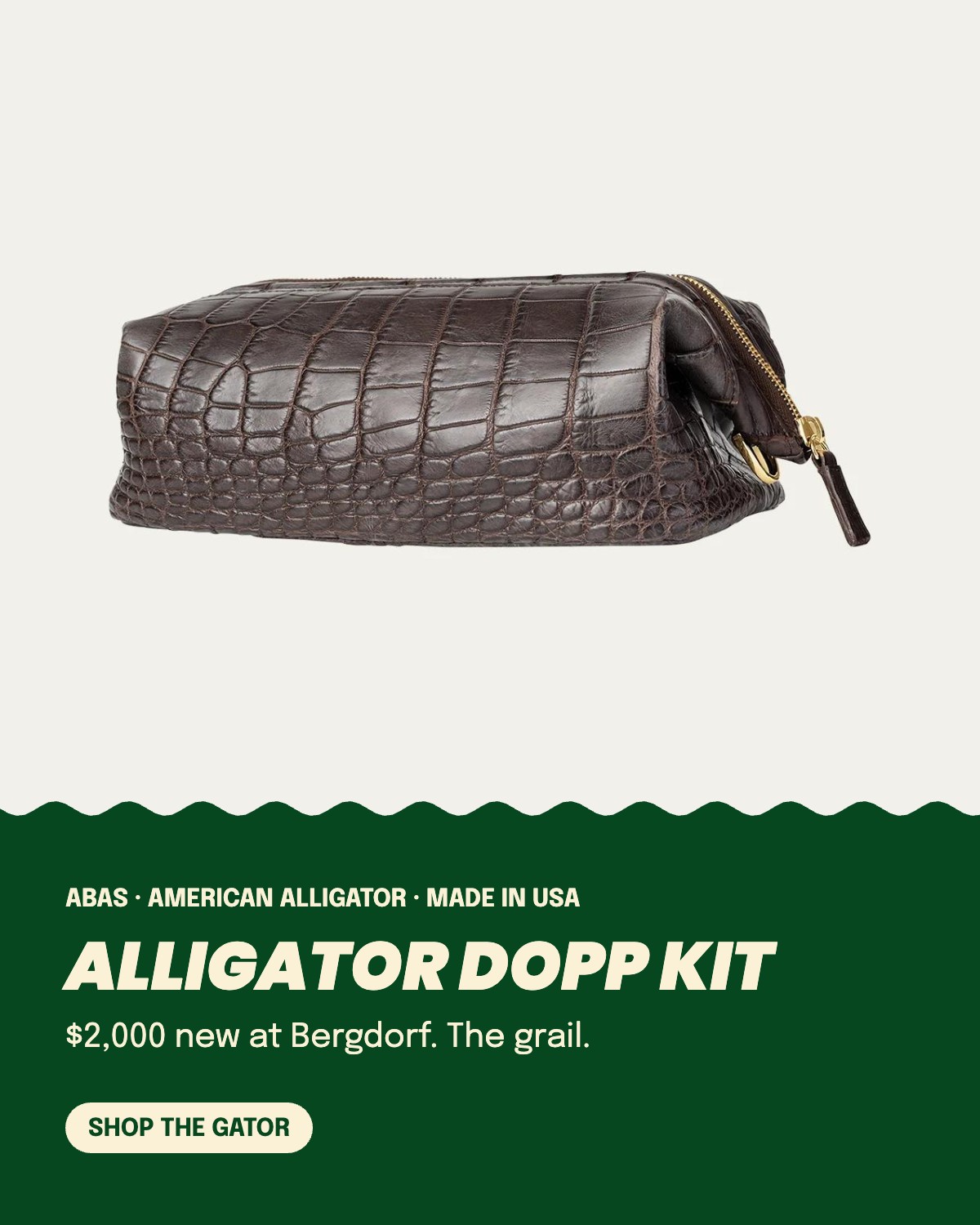Abas men's alligator travel toiletry bag, $2,000 at Bergdorf Goodman