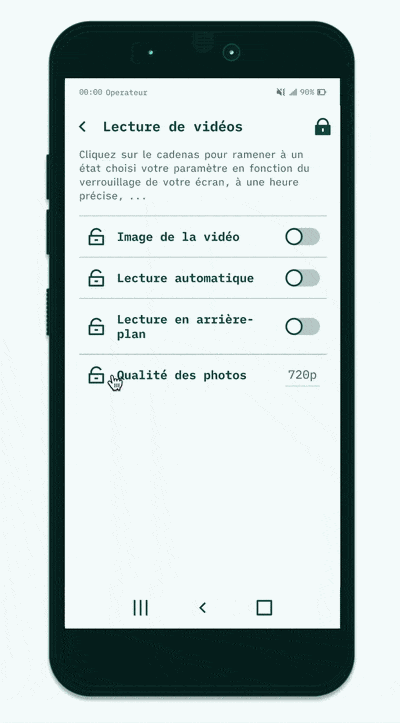 Une option de paramètre sur la qualité des photos qui revient automatiquement après le verrouillage de l'écran.