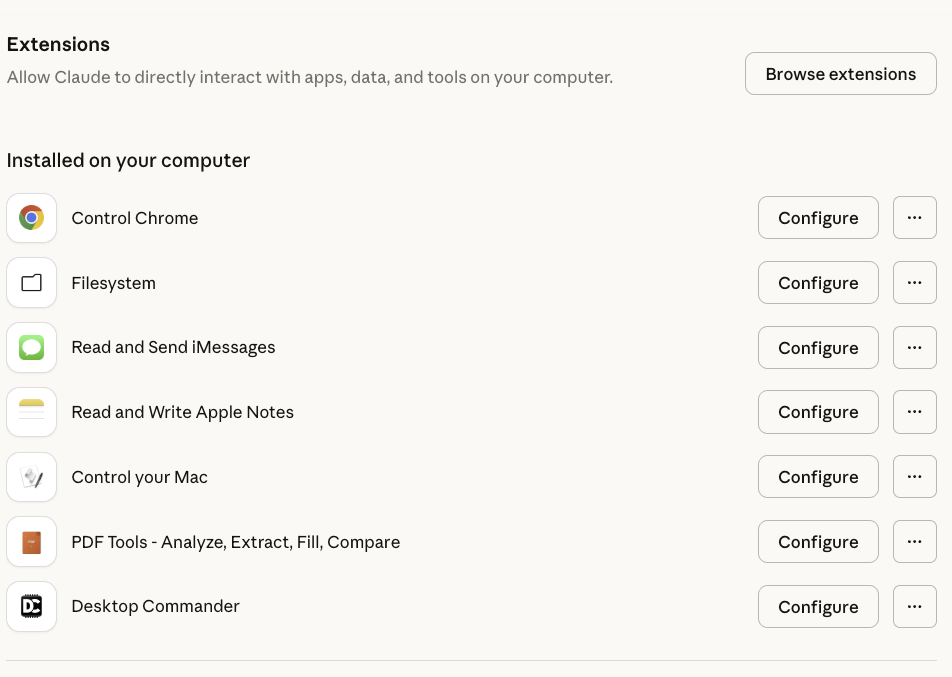 Cowork Extensions Stack
