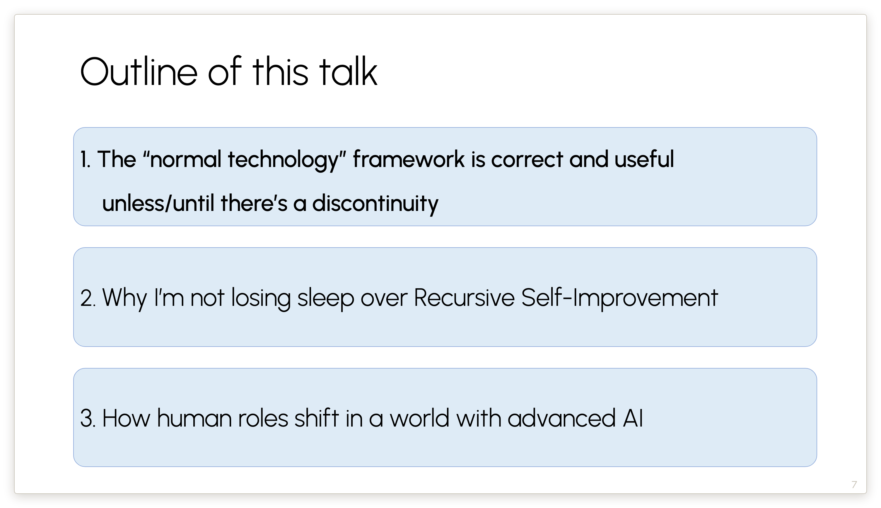 Outline of this talk