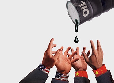 This may contain: several hands reaching up to drop oil from a can into the air with their fingers