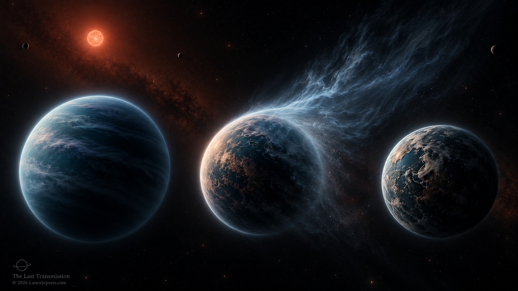 Conceptual sequence of a gas-rich young planet losing its outer envelope