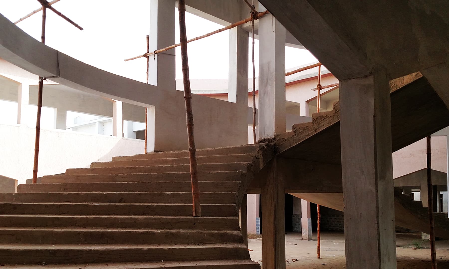Bamboo scaffoldings in place for supporting the newly-constructed parts of the building. — Bilal Karim Mughal