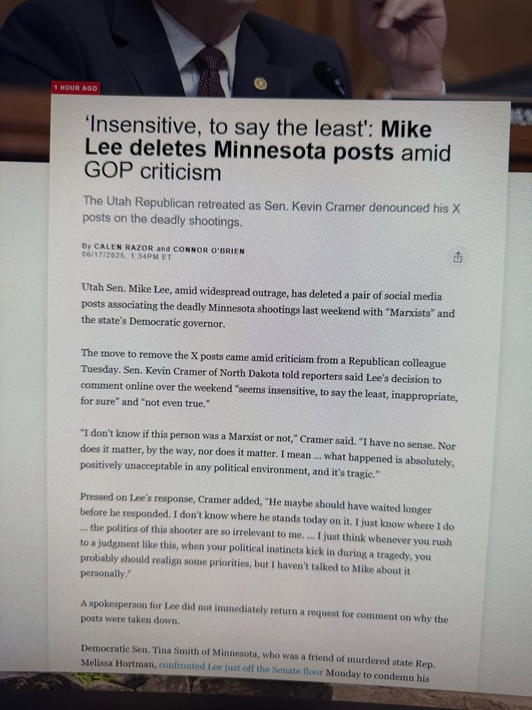 Jay Kuo on Substack: "Further to my story today, Mike Lee has caved to ...