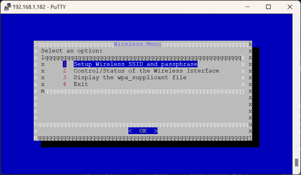 Select the wifi setup option