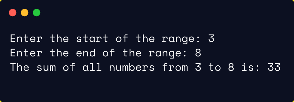 Sum All Numbers in a User-Defined Range with Python