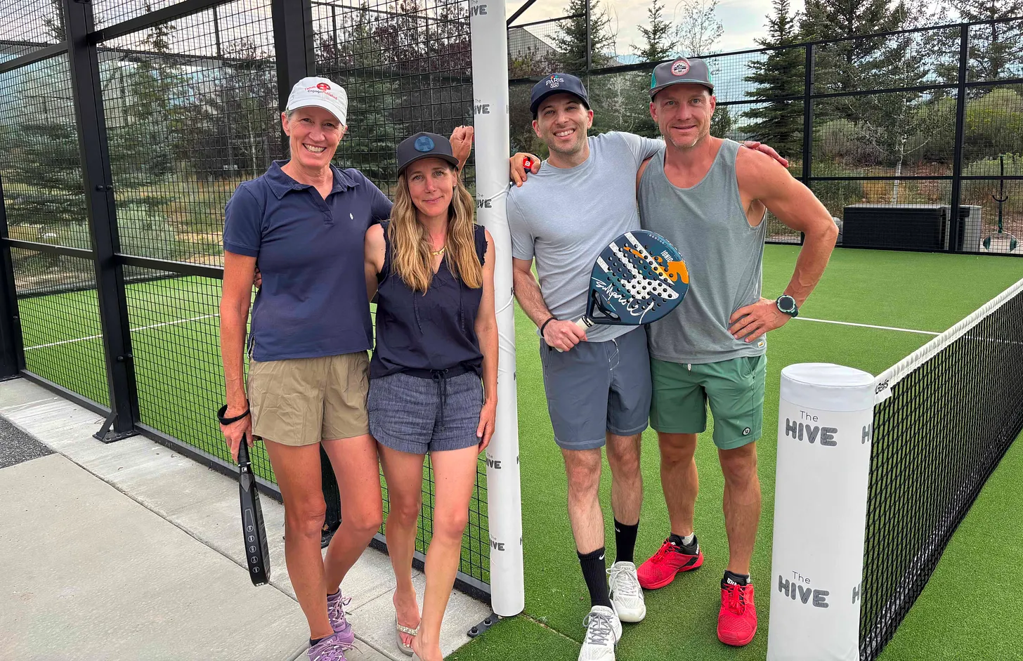 Hollye Shepherd and Will Persson playing padel
