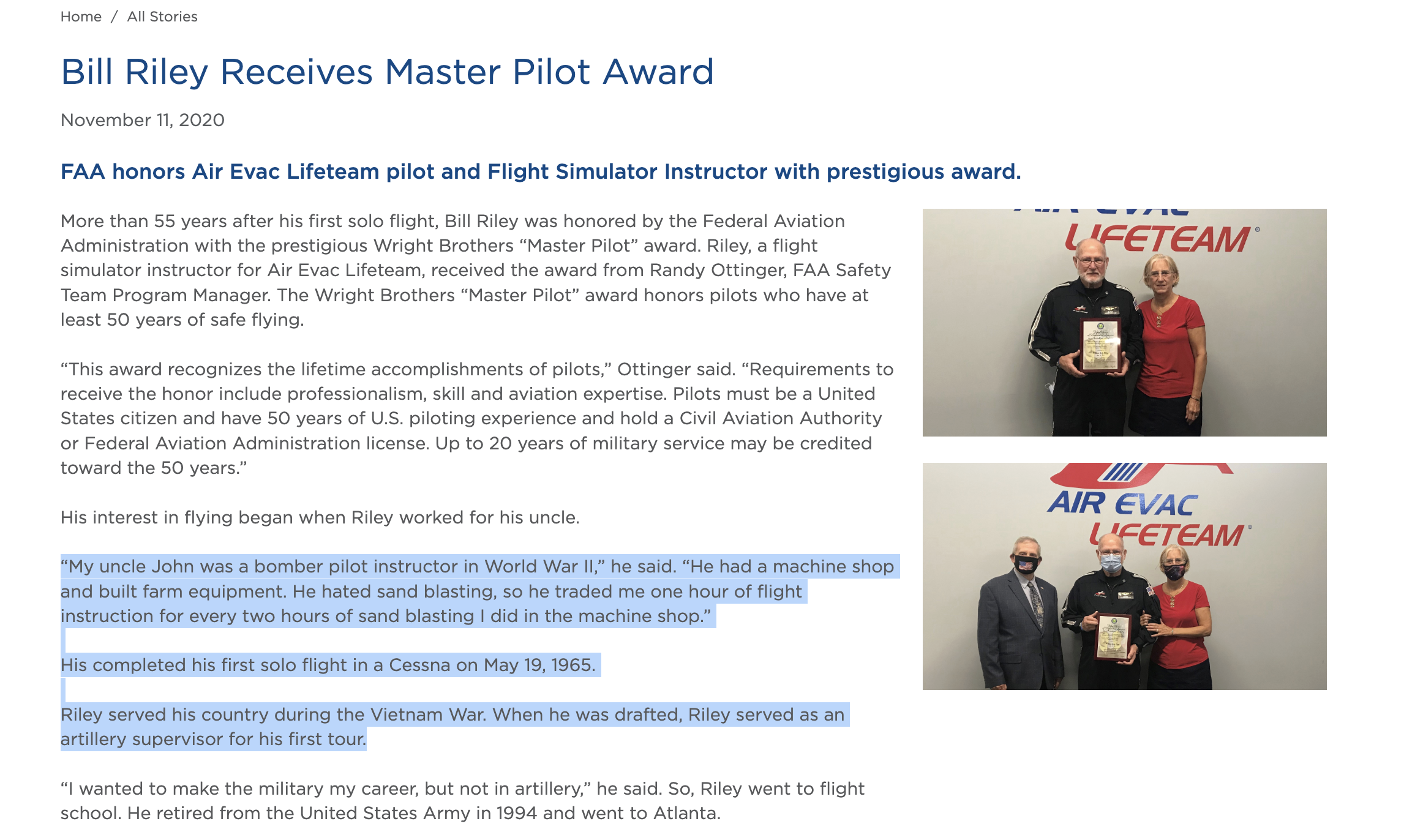 Pilot Bill Riley Sascha Riley adoptive father William “bill” Riley is a Vietnam veteran ...