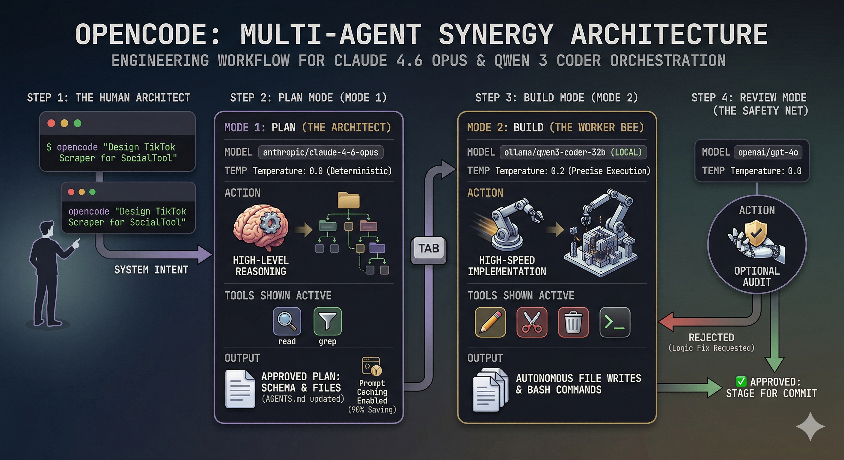 The Multi-Agent Coding Orchestration Pipeline built using opencode