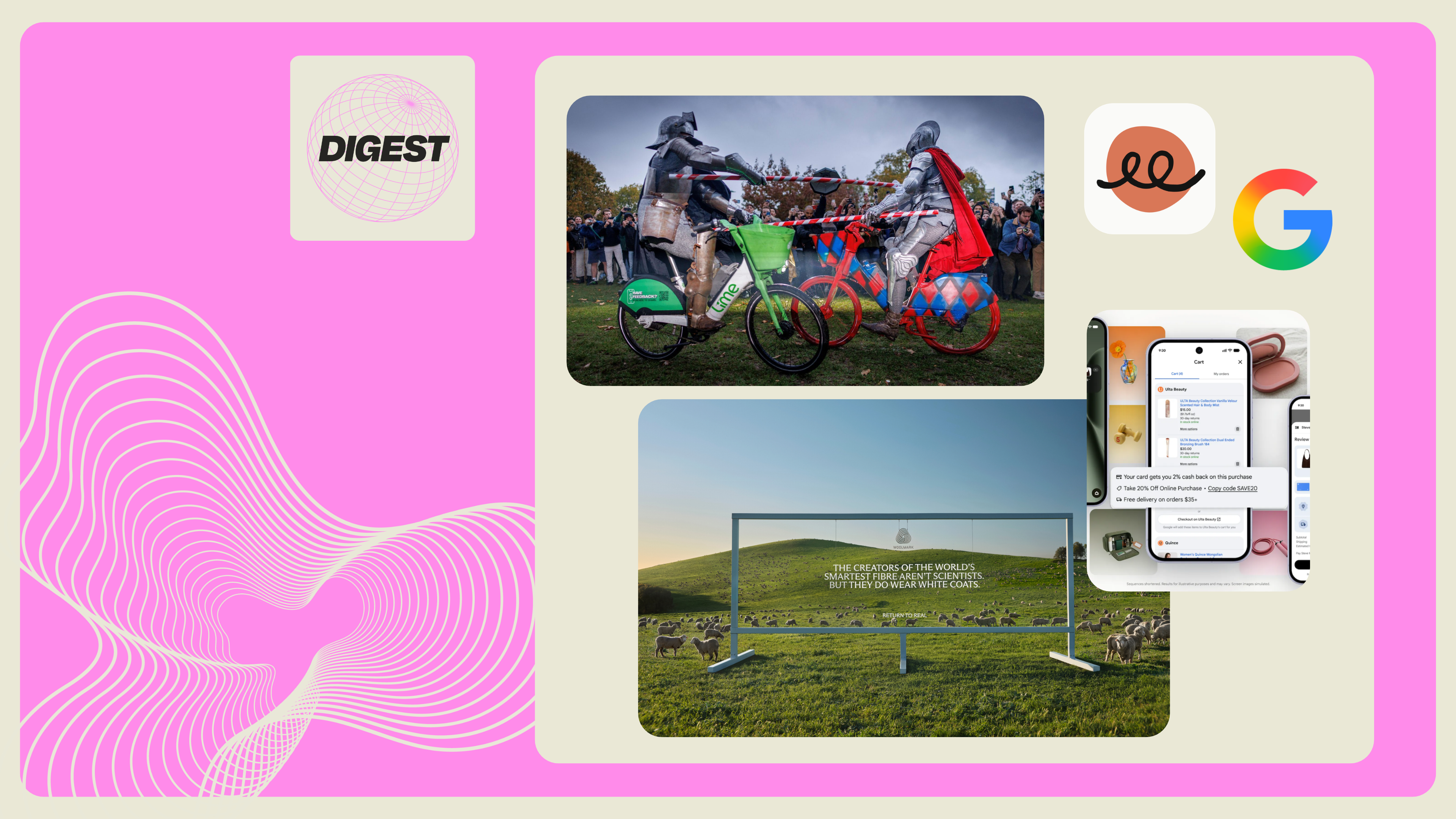 Google’s Universal Cart, sheep-powered billboards & more