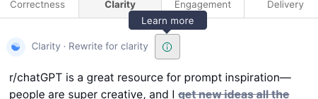 I clicked on Learn More every time Grammarly suggested something.