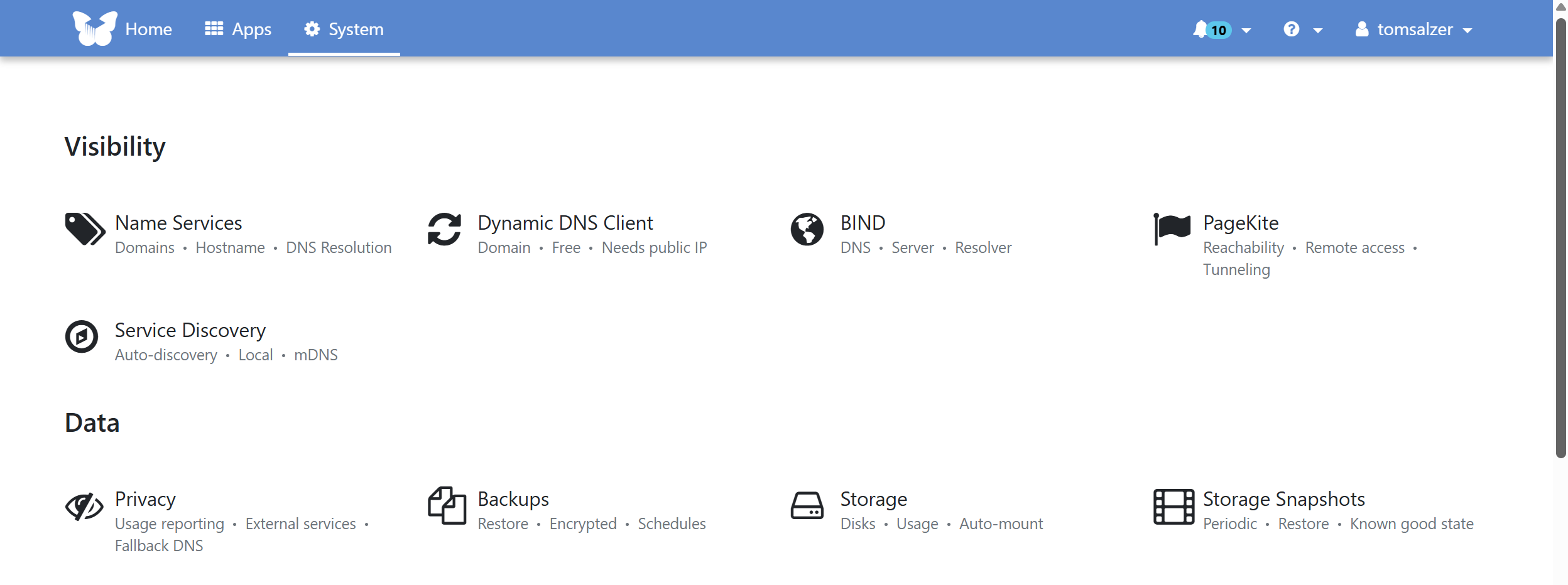 System choices in Freedombox