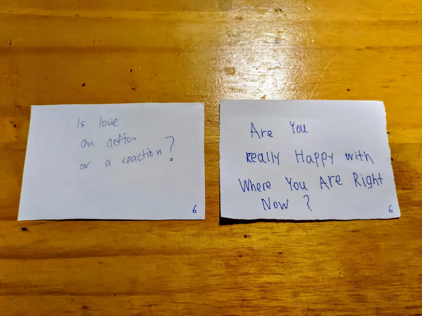 Participant holding question card