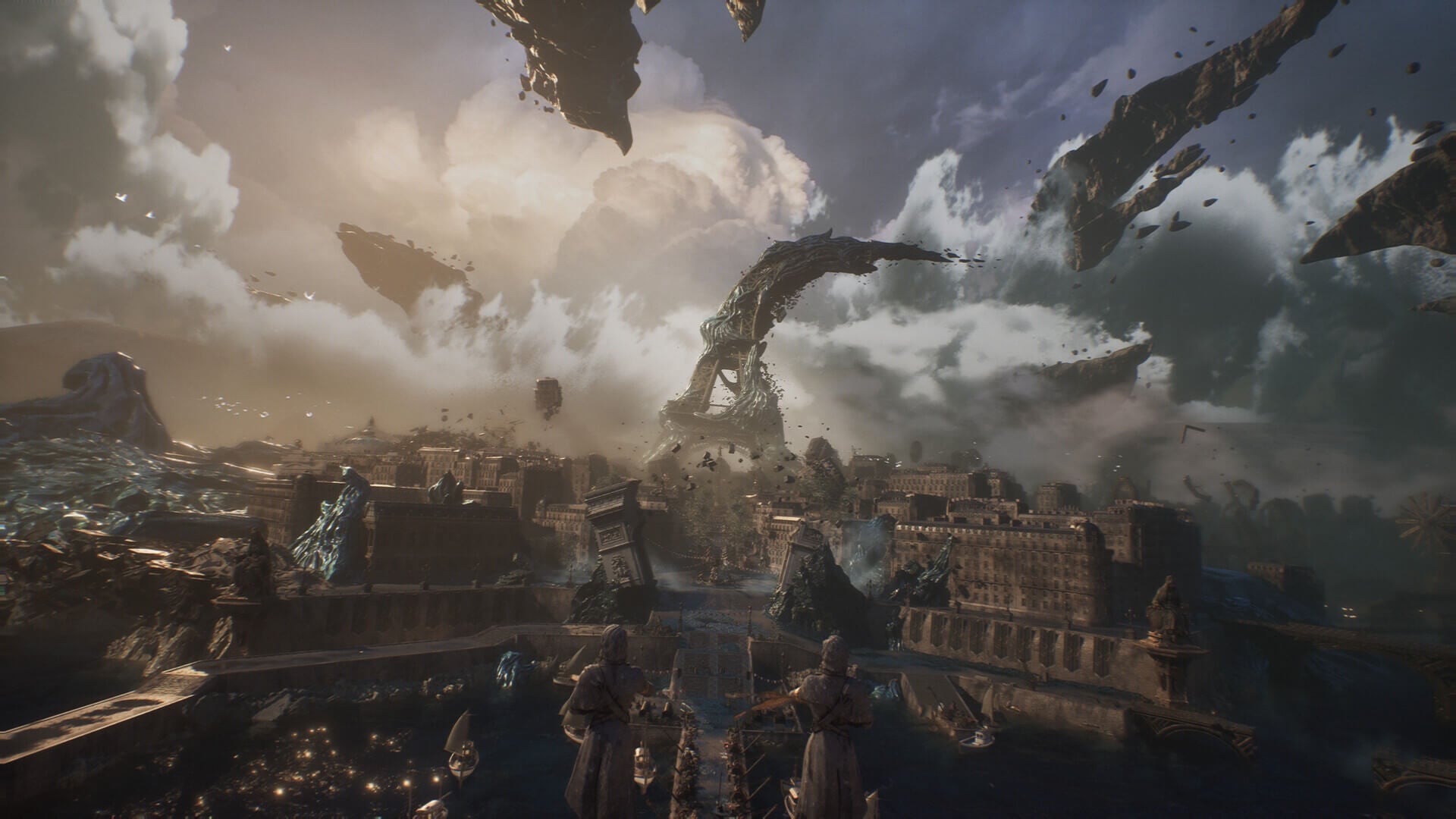 A style frame fromClair Obscur: Expedition 33featuring a melting Tour d'Eiffel.