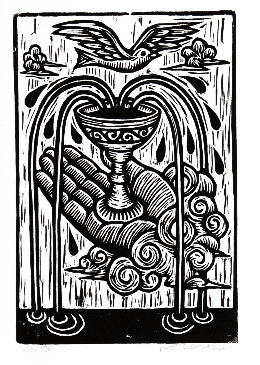 Tarot Card Linocut Art Print - Ace of Cups Tarot Card - Woodcut Prints –  Horse & Hare