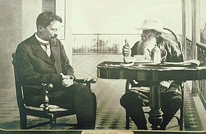 Anton Chekhov and Leo Tolstoy hanging out