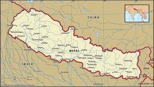 Map of Nepal and the Himalaya