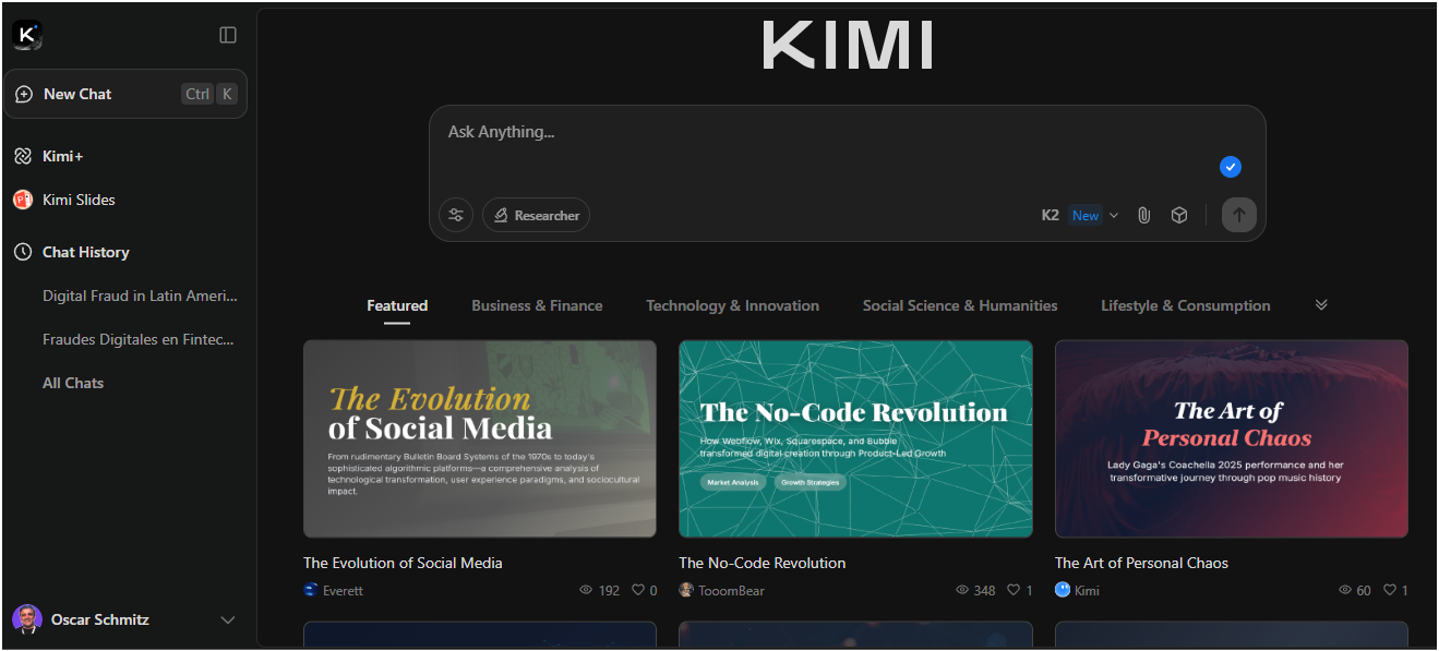 Kimi.com: Guía completa de su uso + Kimi Slides