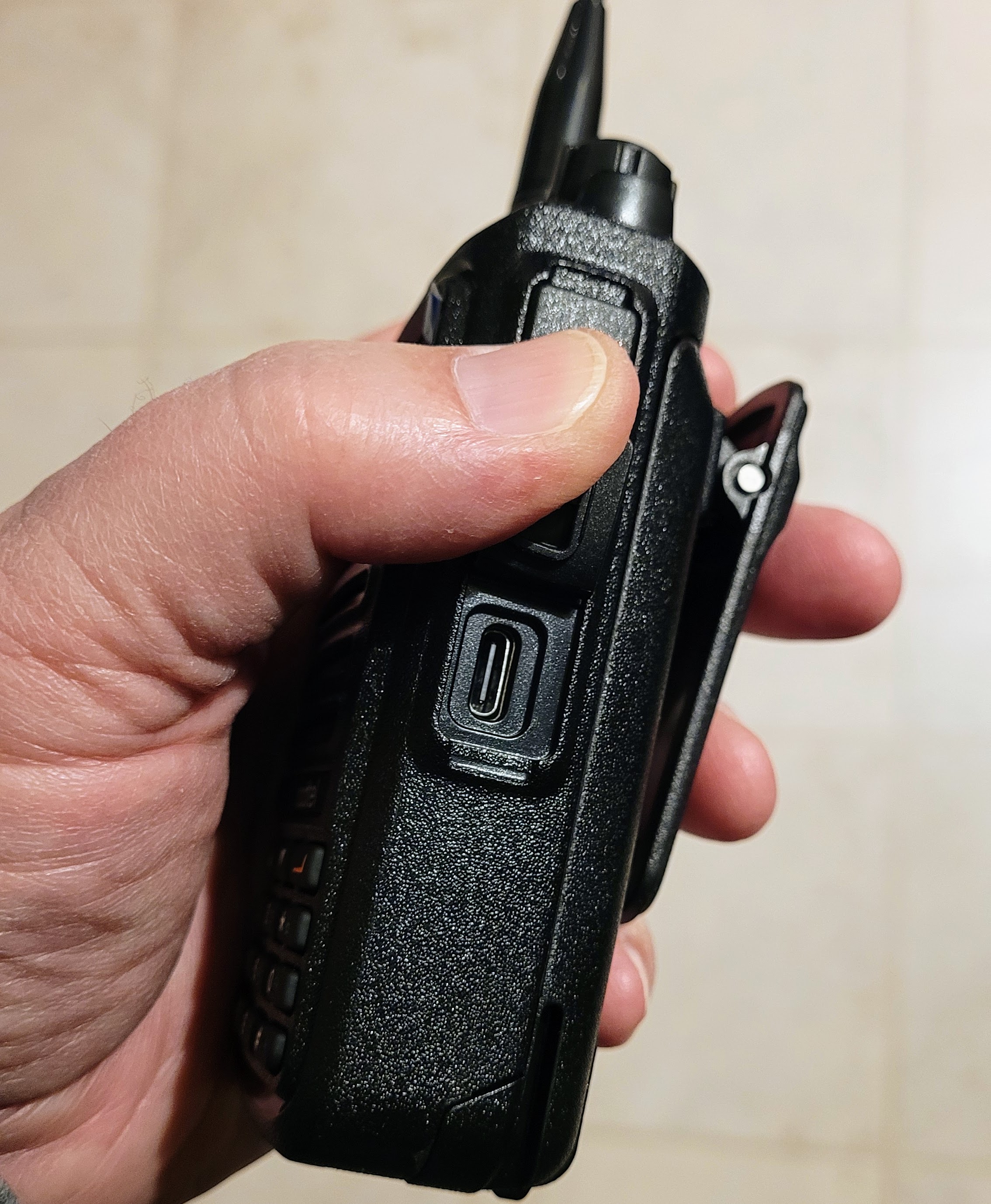 USB-C charging port on radio