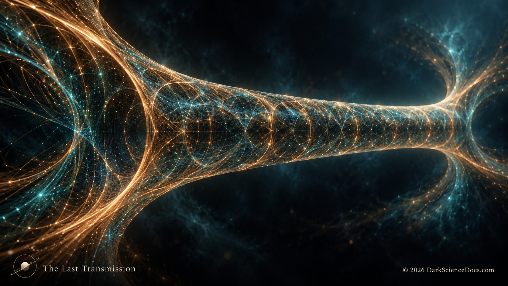 Concept artwork. An elongated construction evokes a mathematical volume rather than an astronaut’s corridor.