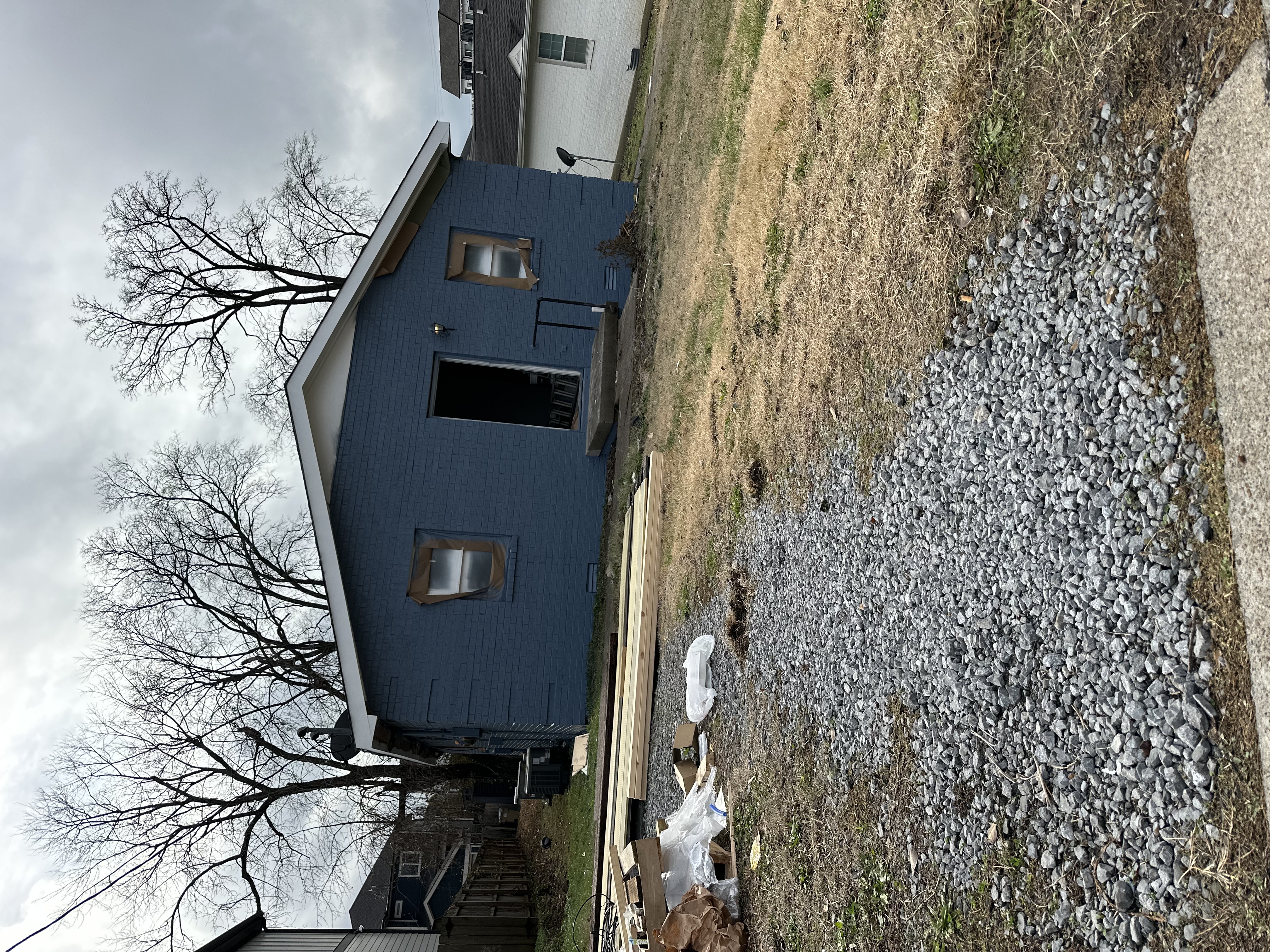 Exterior renovation work underway on the duplex