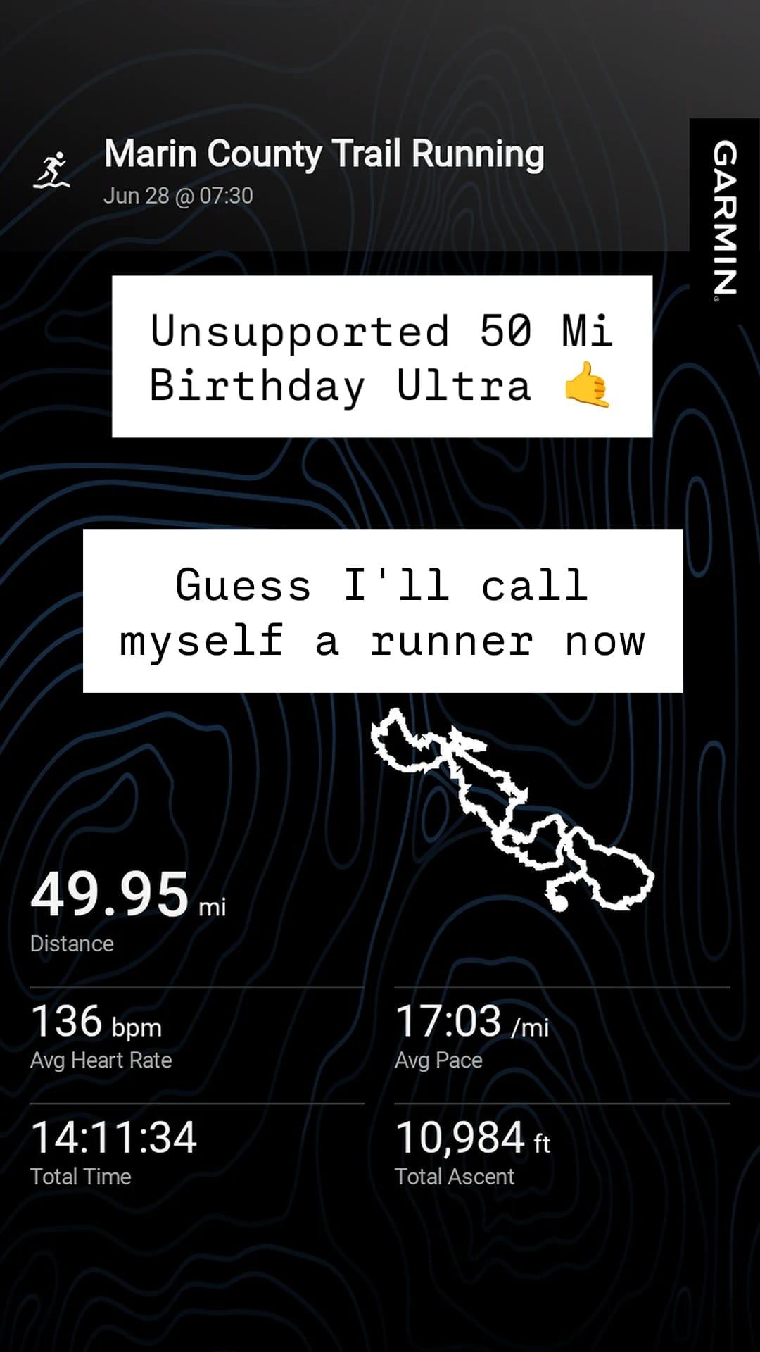 Robert on the Marin 50 mile ultra course, run unsupported on his 34th birthday