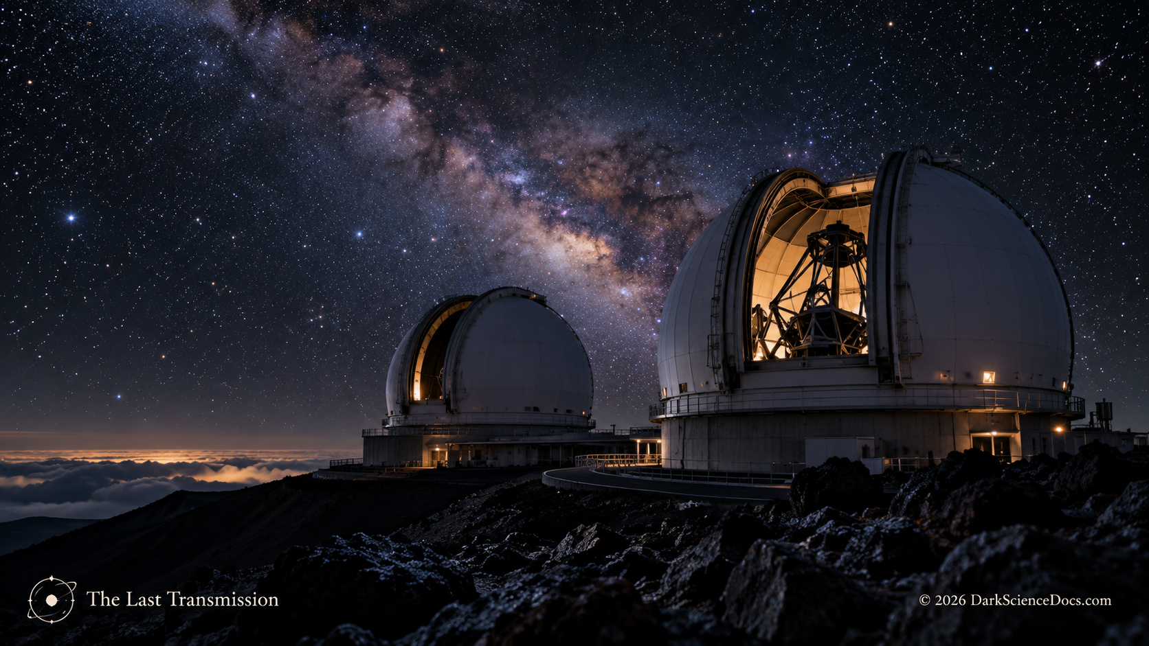 Concept artwork. A telescope scene recalls how difficult it is to measure motion in diffuse systems.