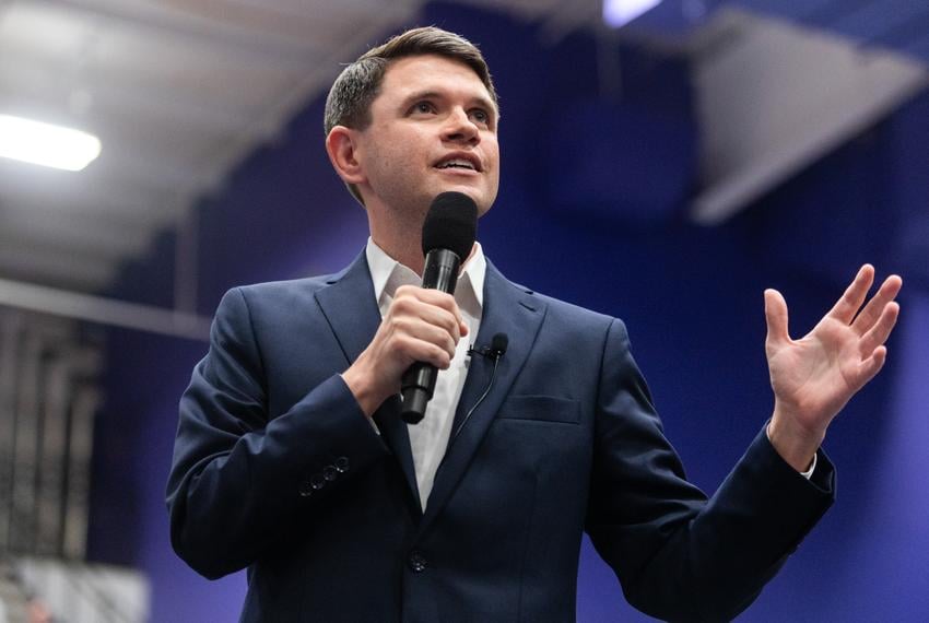 Texas Rep. James Talarico D-Austin speaks during a redistricting rally at Delco Activity Center Friday, July 25, 2025 in Austin, Texas.