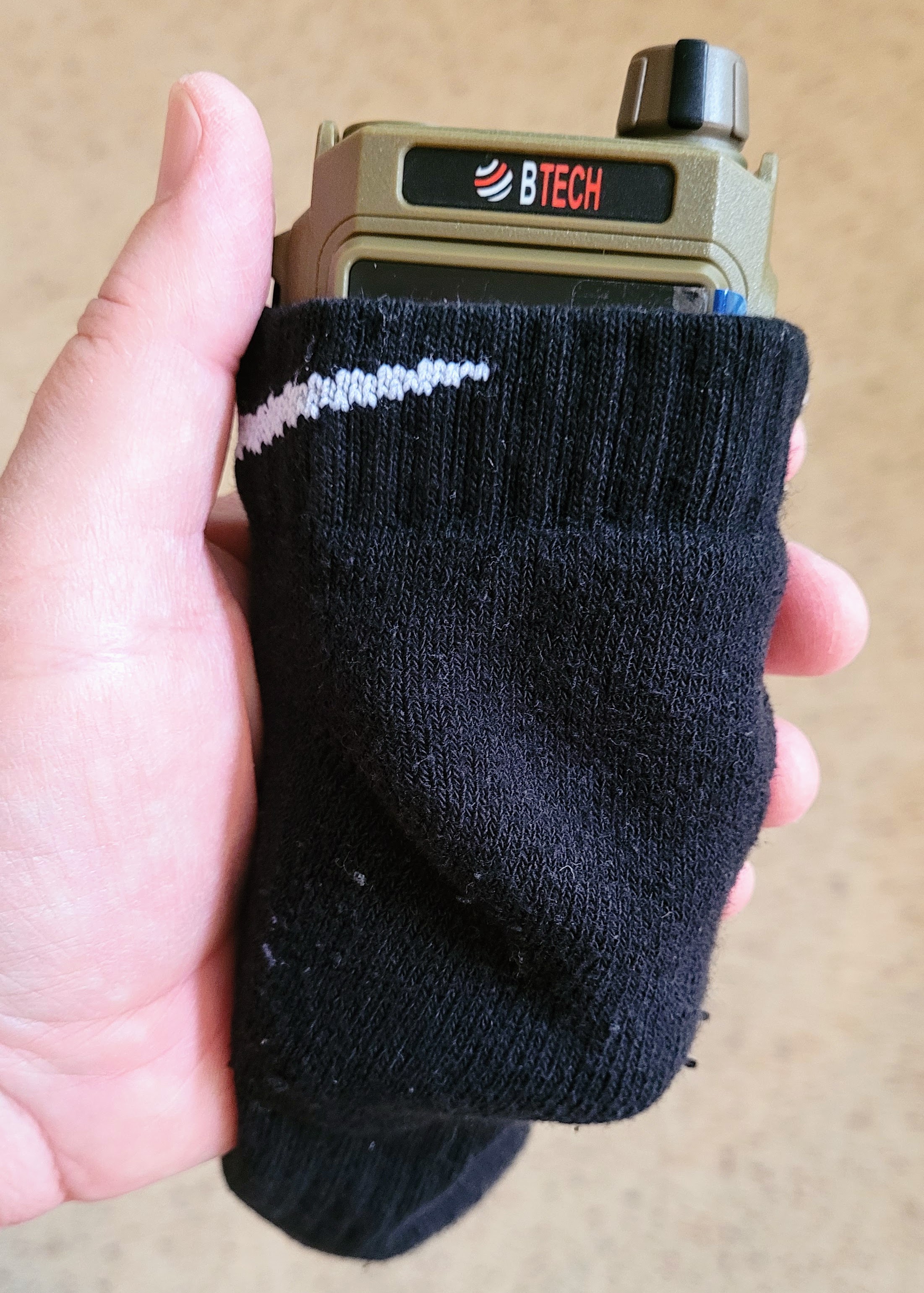 Radio in a sock for protection
