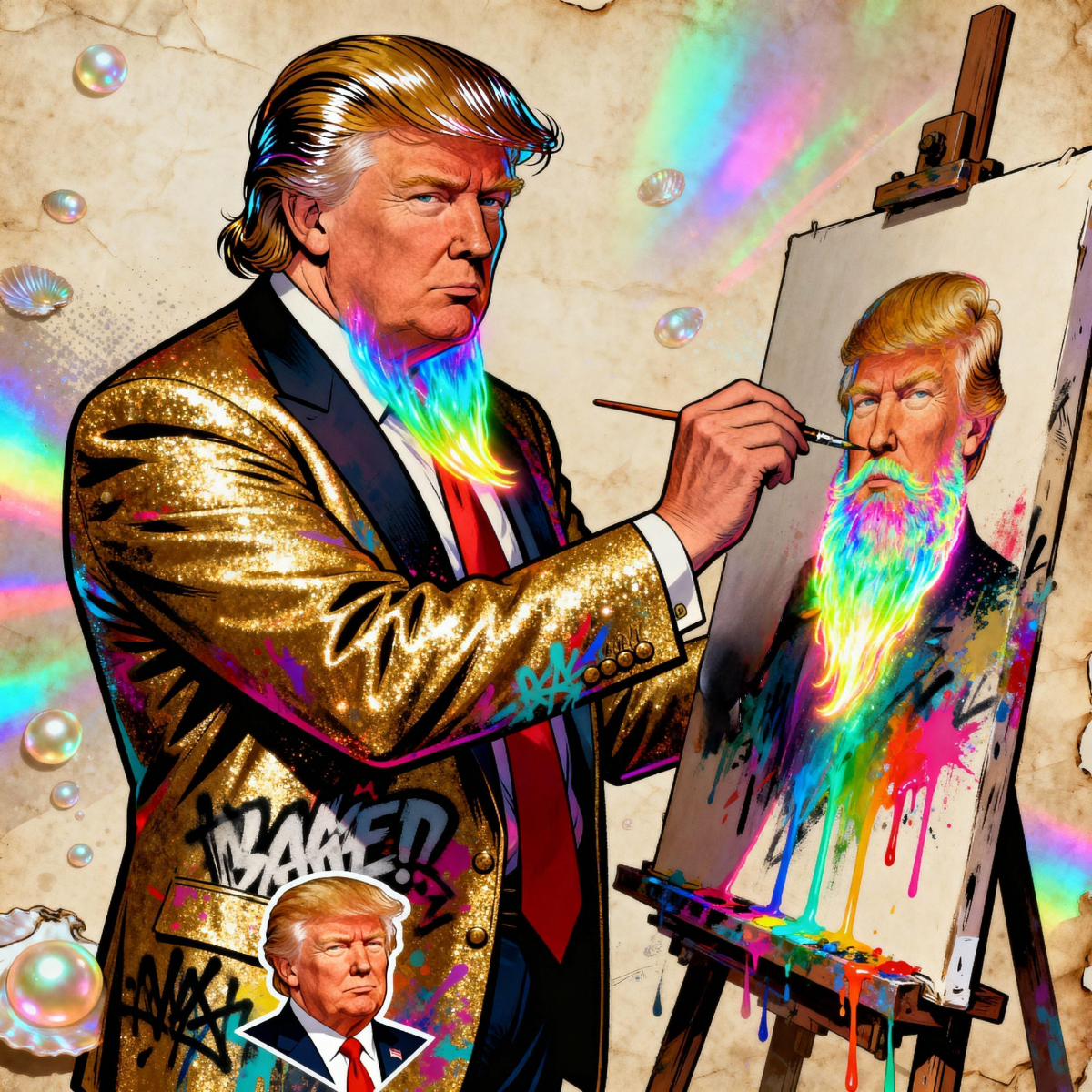 Magick Mica Trump parody art