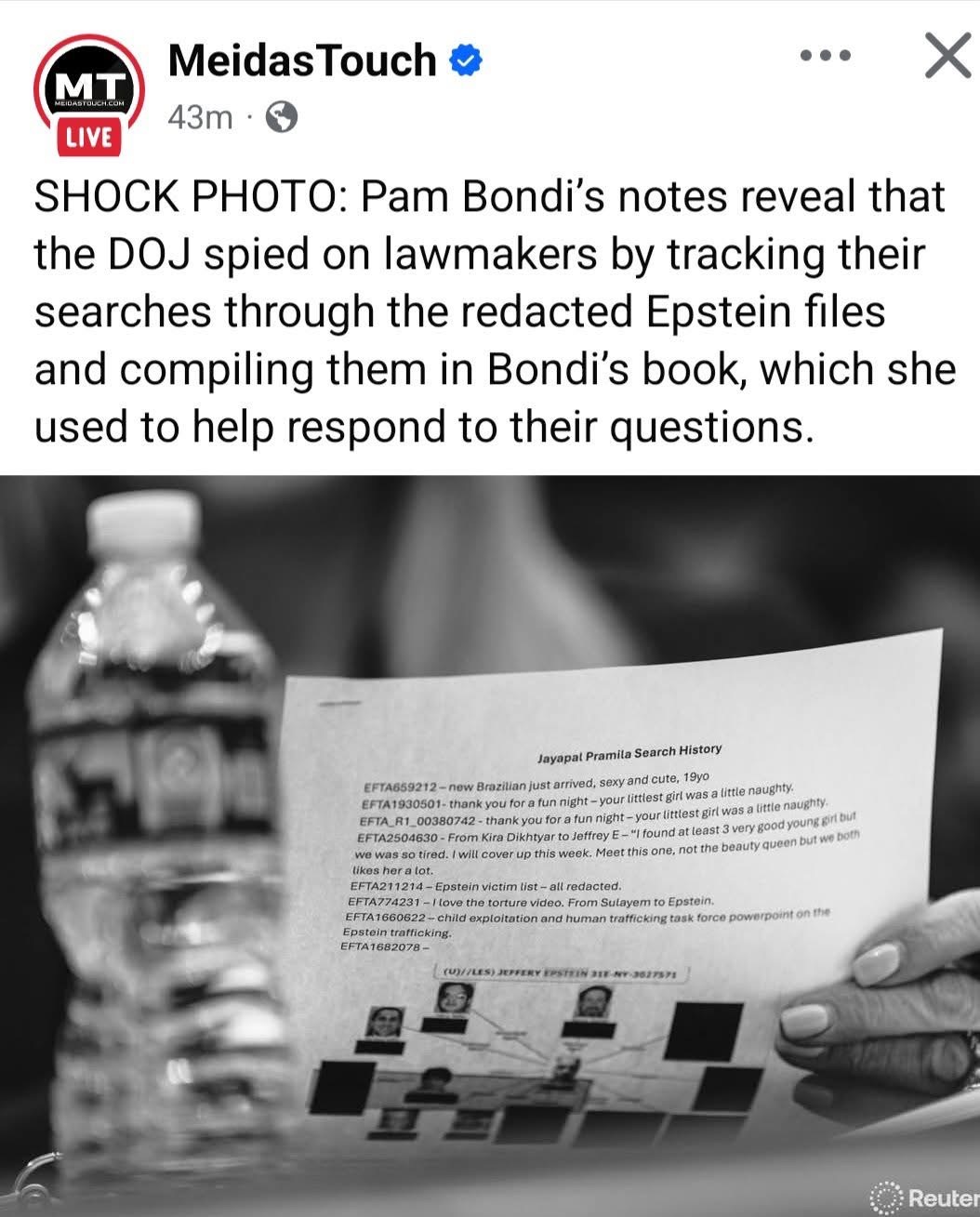 Image for Lawmakers Accuse DOJ of Tracking Their Epstein File Searches
