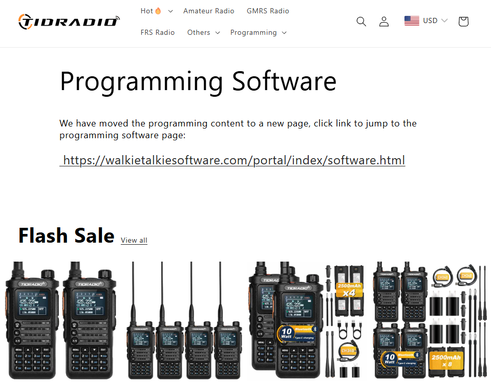 TIDRADIO programming software web page