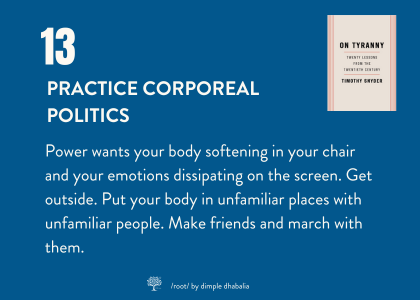day 13: practice corporeal politics