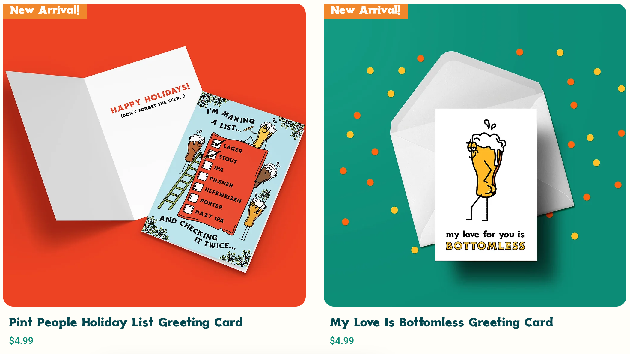 Product listings from the Norlo Design Shop. Left and Right are featured holiday cards.