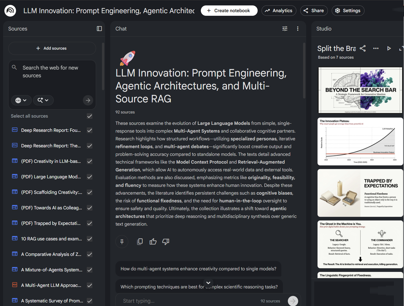 Интерфейс NotebookLM