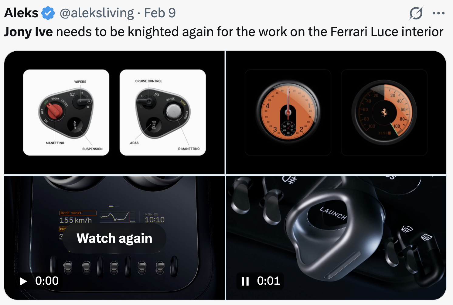 Ferrari Luce display system