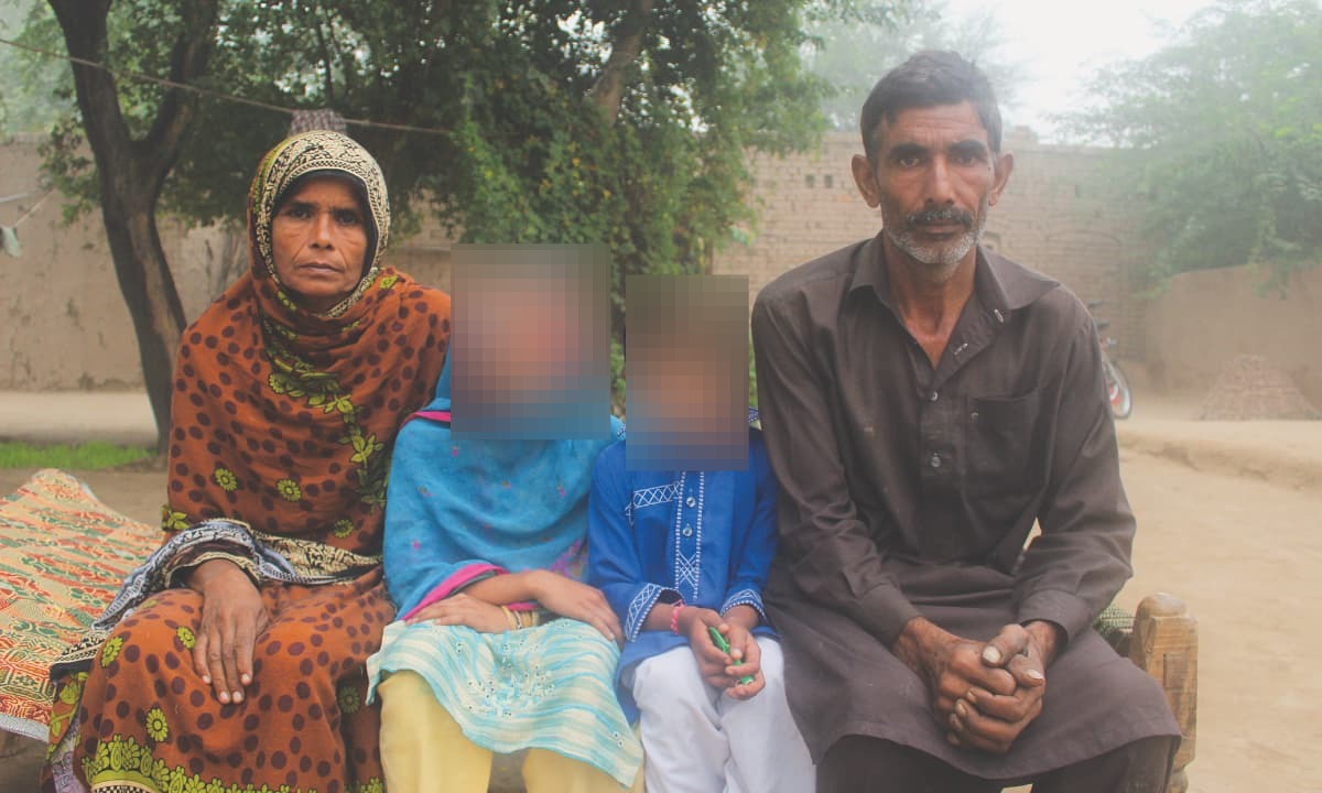Nuzhat with her parents and brother in Jhang