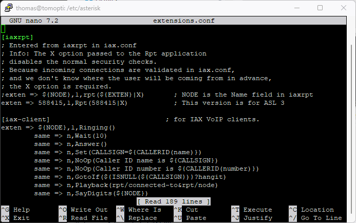 Configure the iaxrpt section in extensions.conf