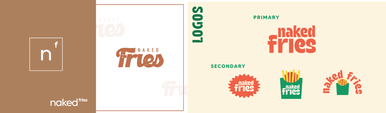 Original Naked Fries branding compared with the current Naked Fries branding