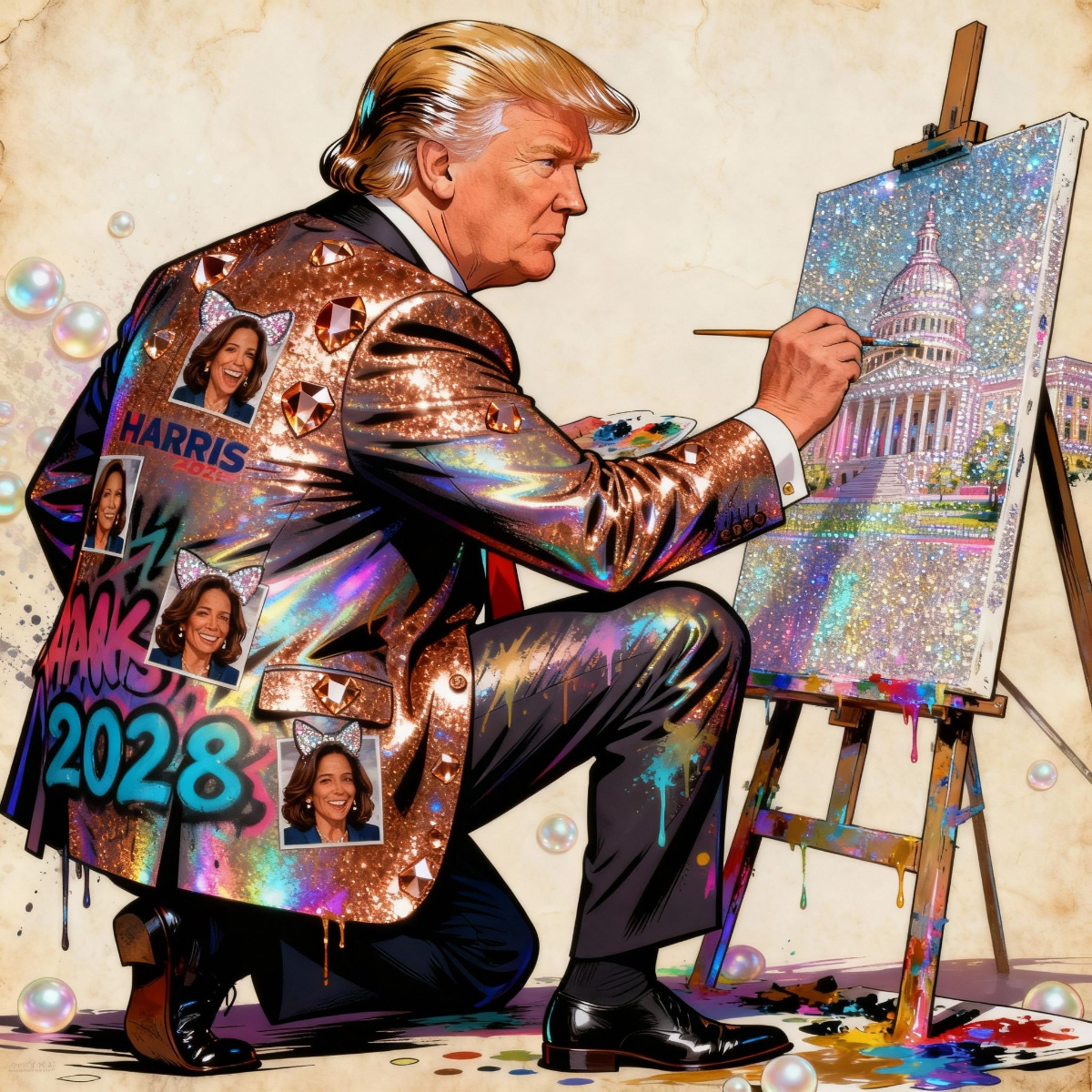 Neon painting session parody art cover