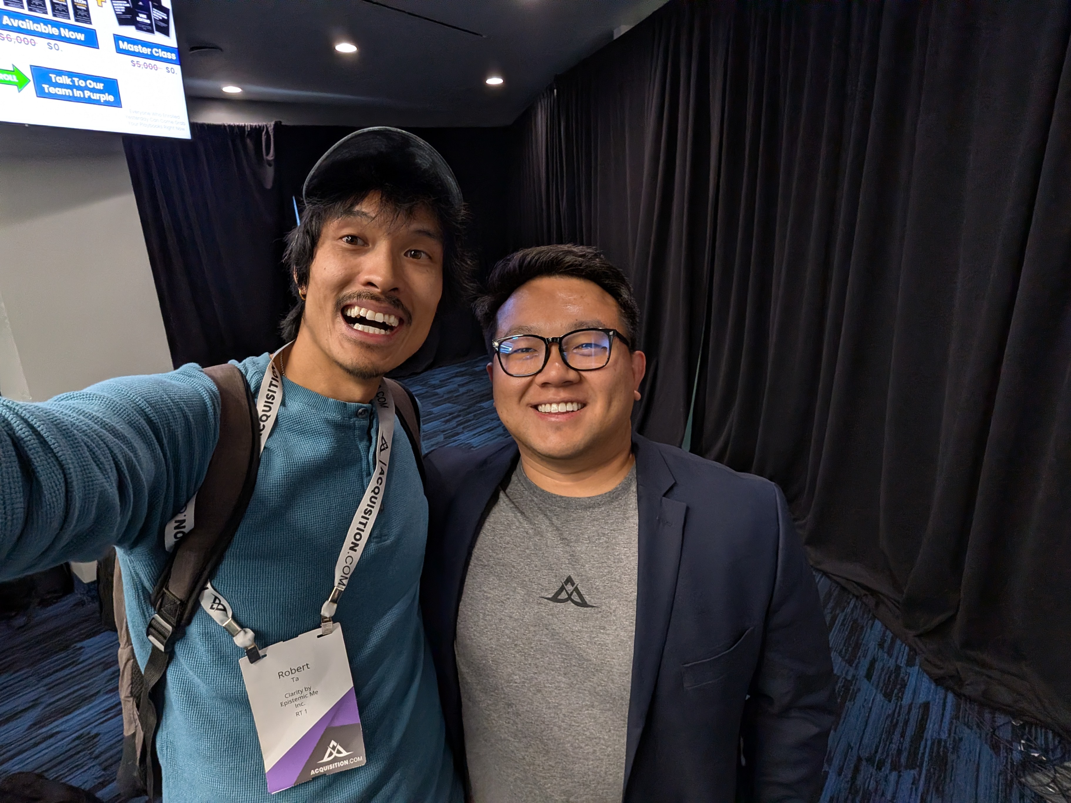 Robert with Kevin Gong from Hormozi's founder community
