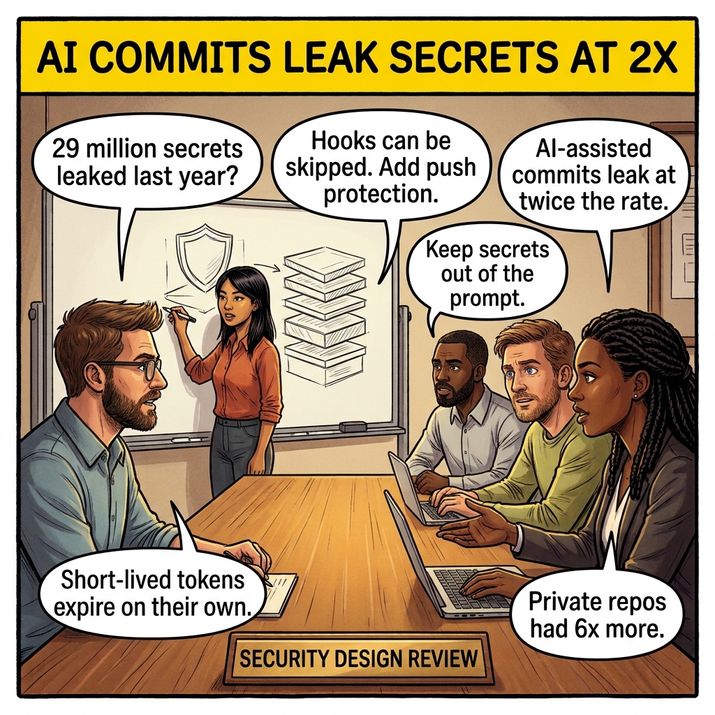 AI-Assisted Commits Leak Secrets at Twice the Rate: Designing for It