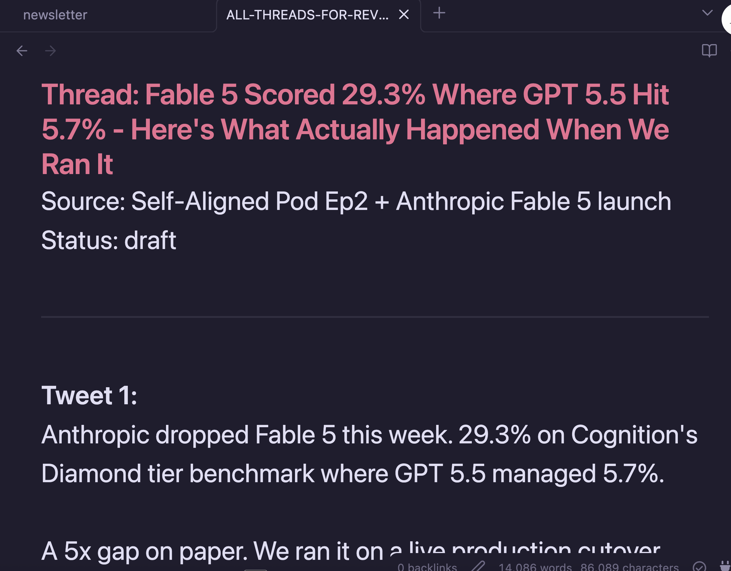 Obsidian threads review workflow