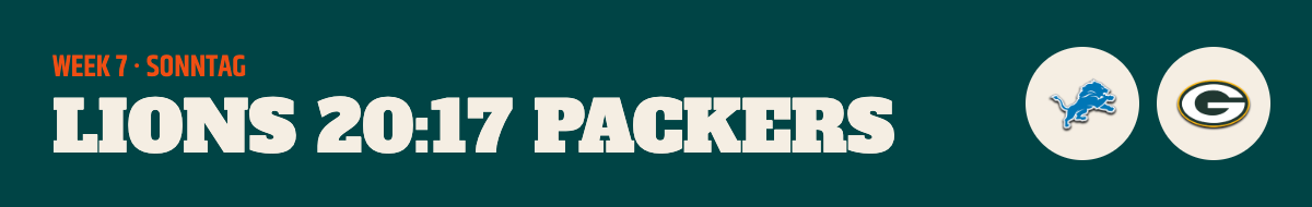 Week 7: Lions 20:17 Packers