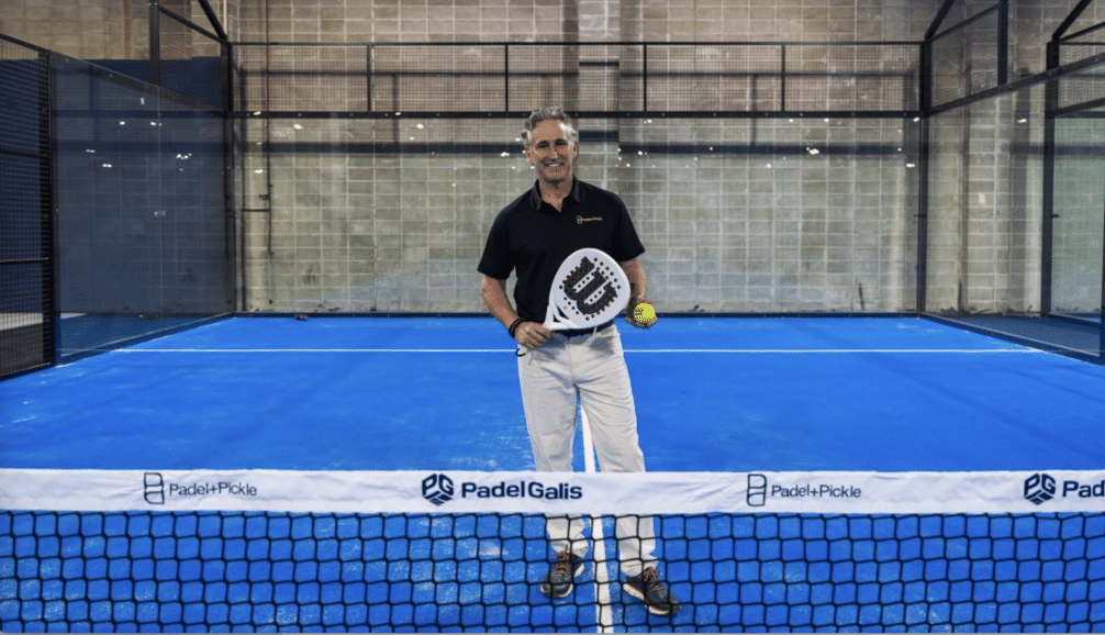 Padel + Pickle founder Mike Puertas on a padel court