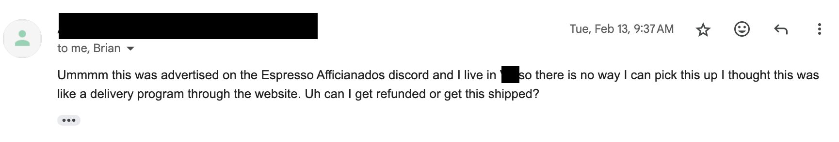 Email mistake screenshot