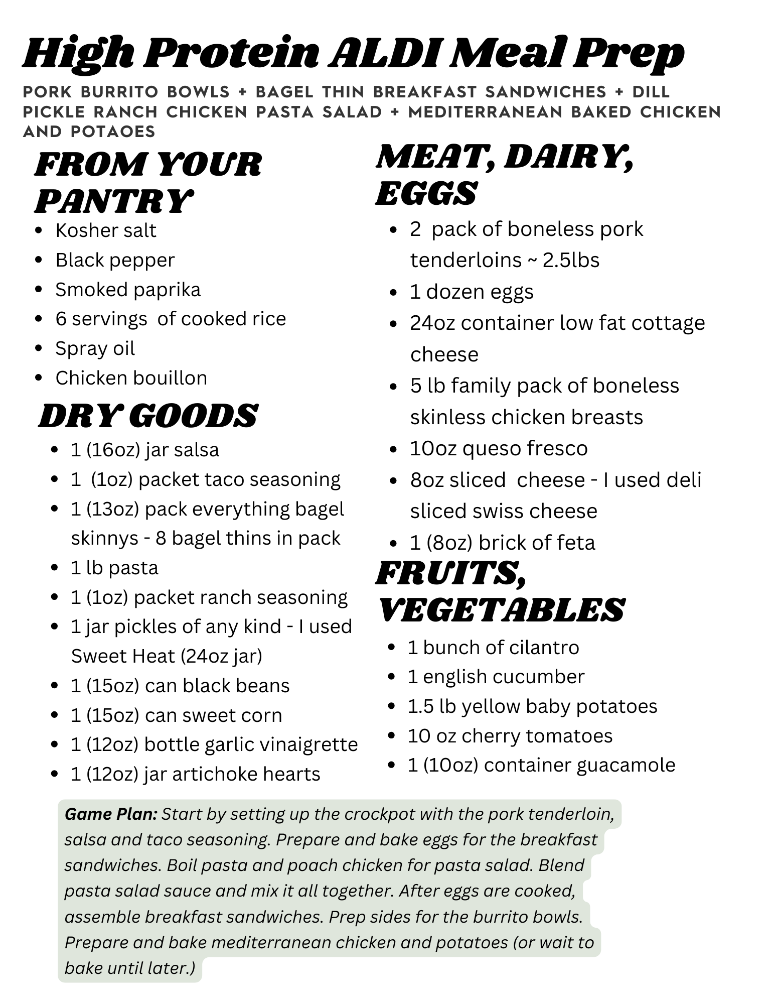 High Protein Aldi Meal Prep - by Madeline Tague