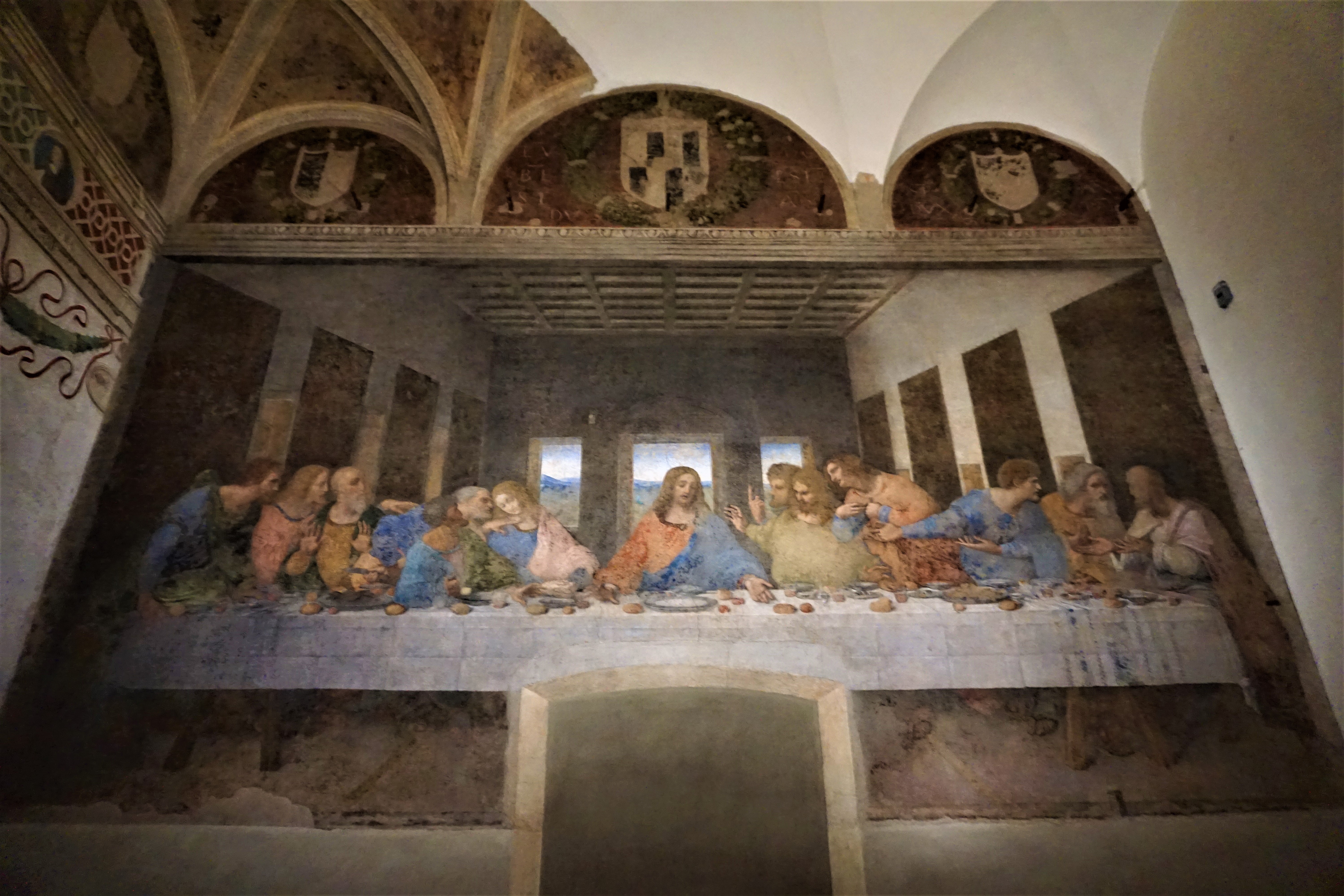 The Last Supper mural displayed on the wall of the Milan refectory